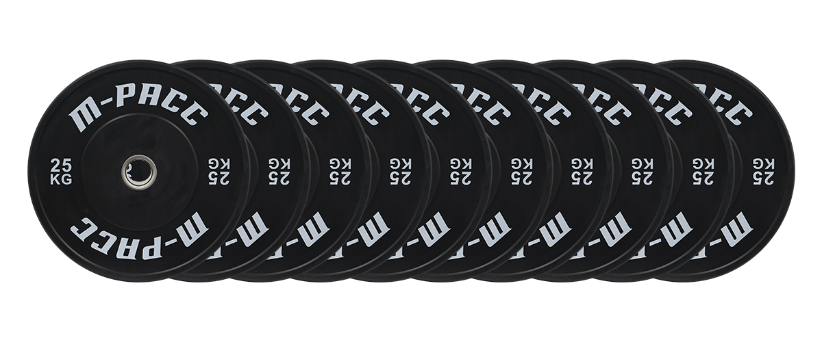 M-PACC Premium Olympic Black Bumper Plate - 10 x 25kg Plate Set
