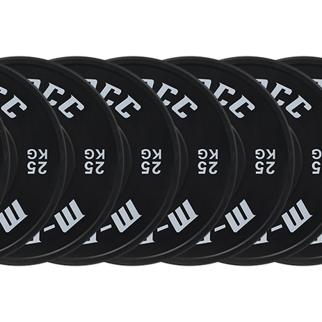 M-PACC Premium Olympic Black Bumper Plate - 10 x 25kg Plate Set