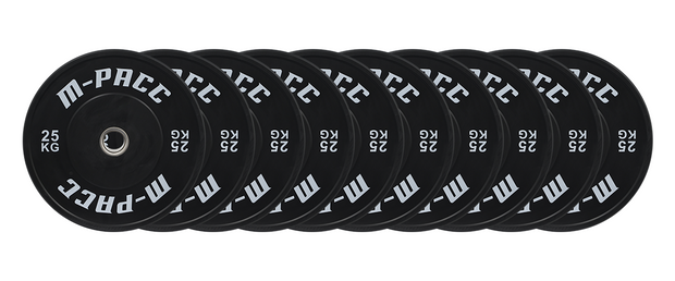 M-PACC Premium Olympic Black Bumper Plate - 10 x 25kg Plate Set