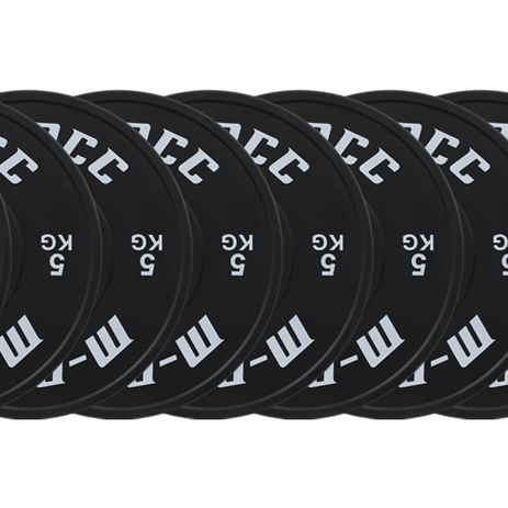 M-PACC Premium Olympic Black Bumper Plate - 10 x 5kg Plate Set