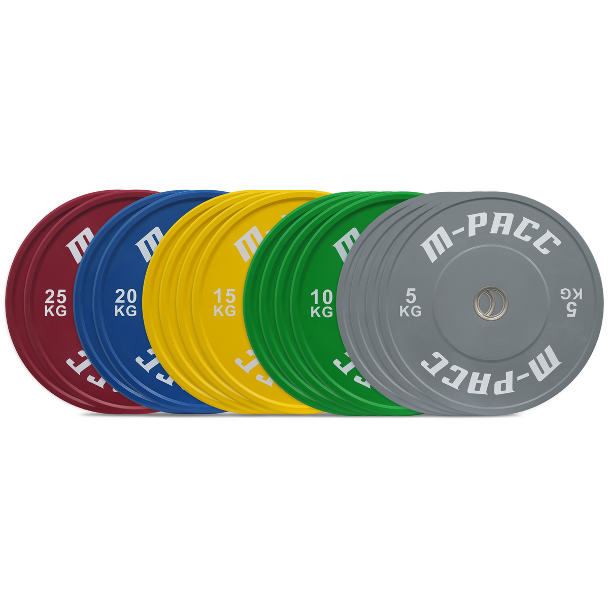 M-PACC Premium Olympic Colour Bumper Plate - 180kg Set