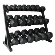 M-PACC Premium Rubber Hex Dumbbell 10-40kg Set with Racks (13 Pairs) M-Pacc