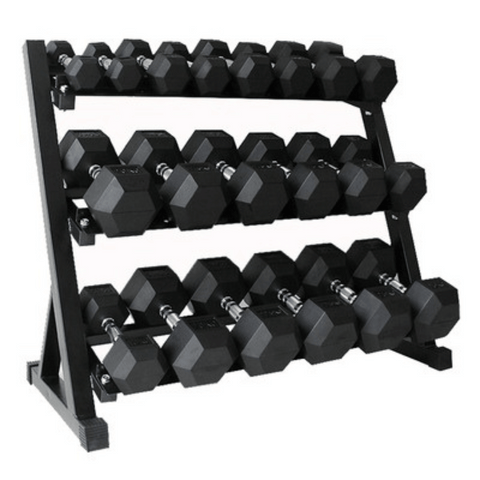 M-PACC Premium Rubber Hex Dumbbell 5-35kg Set with Racks (13 Pairs) M-Pacc