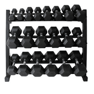 M-PACC Premium Rubber Hex Dumbbell 2.5-25kg Set with Rack (10 Pairs) M-Pacc