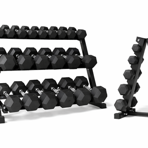 M-PACC Premium Rubber Hex Dumbbell 2.5-30kg Set with Racks (12 Pairs)