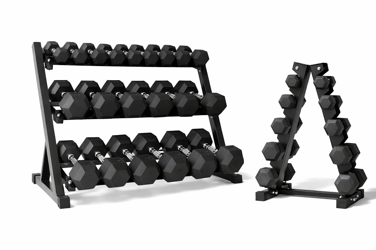 M-PACC Premium Rubber Hex Dumbbell 2.5-30kg Set with Racks (12 Pairs)
